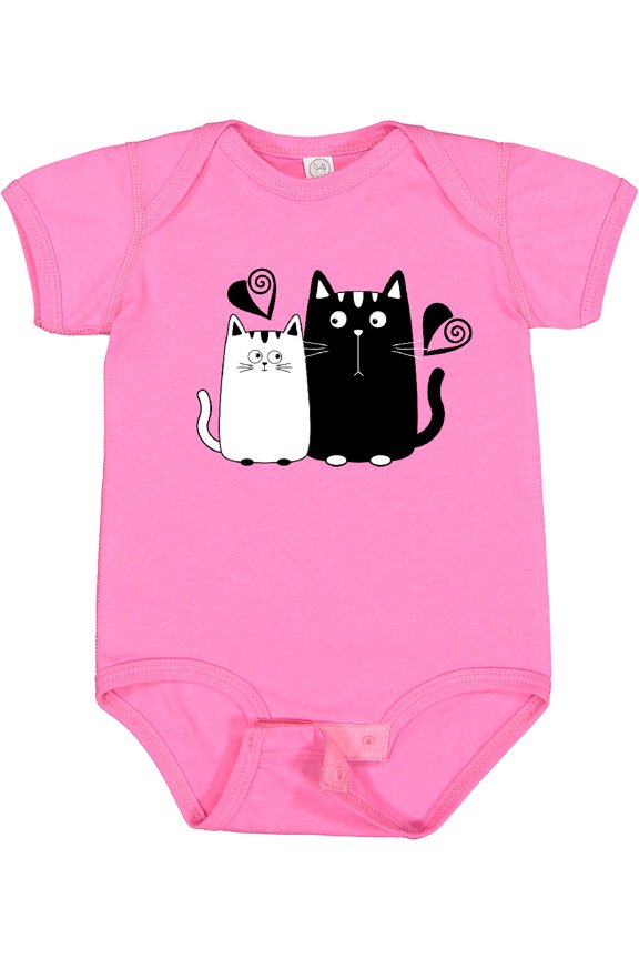 Valentines Day Cat Couple Girls Baby Bodysuit