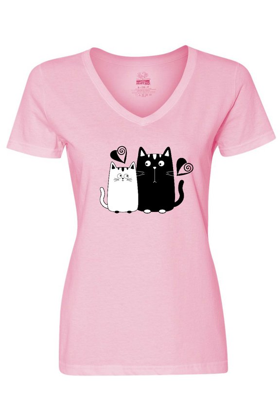 Valentines Day Cat Couple Women's V-Neck T-Shirt