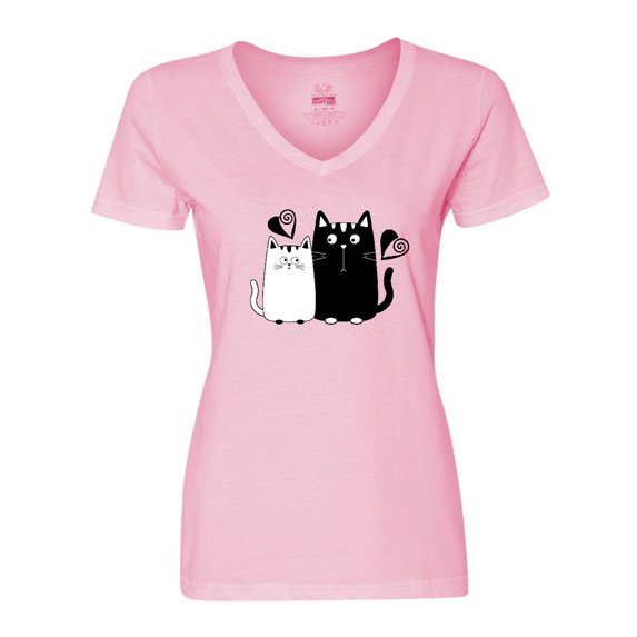 Inktastic Valentines Day Cat Couple Women's V-Neck T-Shirt