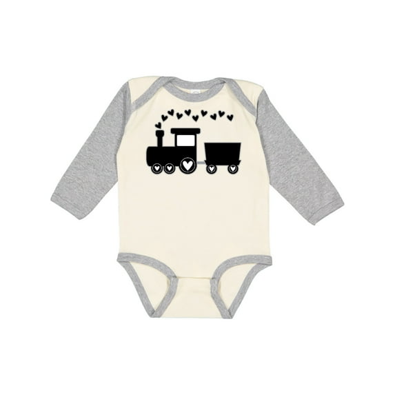 Inktastic Valentines Day Heart Choo Choo Train Boys Long Sleeve Baby Bodysuit