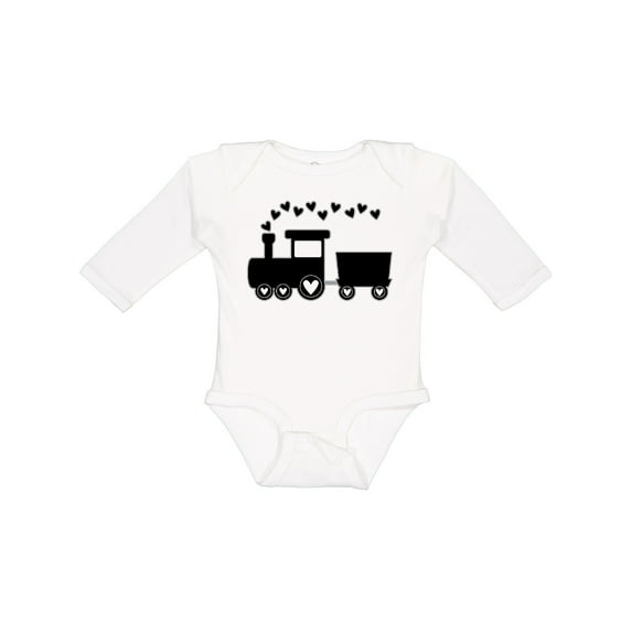 Inktastic Valentines Day Heart Choo Choo Train Boys Long Sleeve Baby Bodysuit
