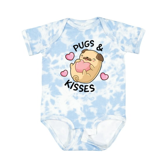 Inktastic Valentines Day Pugs & Kisses with Hearts Boys or Girls Baby Bodysuit