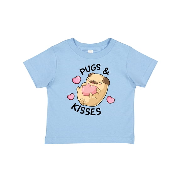 Inktastic Valentines Day Pugs & Kisses with Hearts Boys or Girls Baby T-Shirt