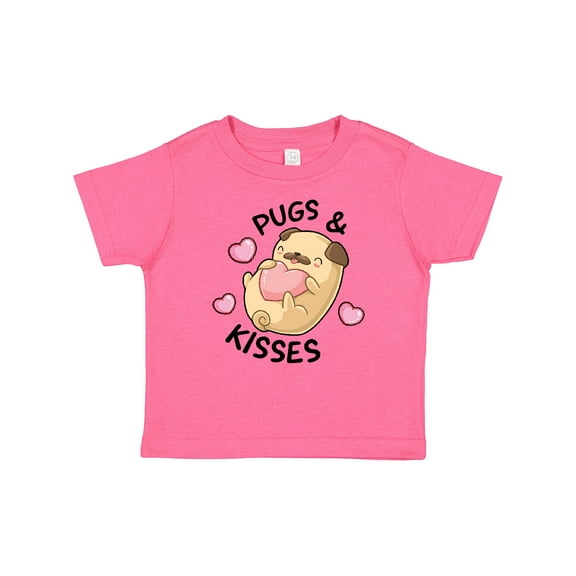 Inktastic Valentines Day Pugs & Kisses with Hearts Boys or Girls Baby T-Shirt