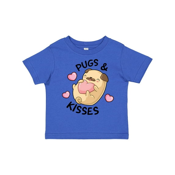 Inktastic Valentines Day Pugs & Kisses with Hearts Boys or Girls Toddler T-Shirt