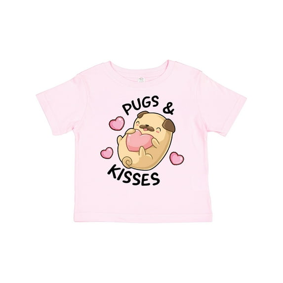Inktastic Valentines Day Pugs & Kisses with Hearts Boys or Girls Toddler T-Shirt