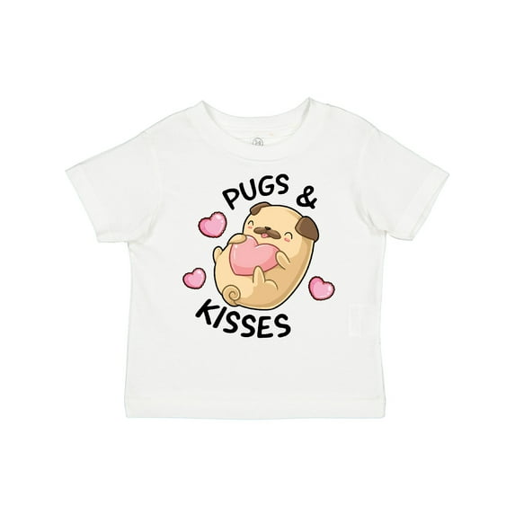 Inktastic Valentines Day Pugs & Kisses with Hearts Boys or Girls Toddler T-Shirt