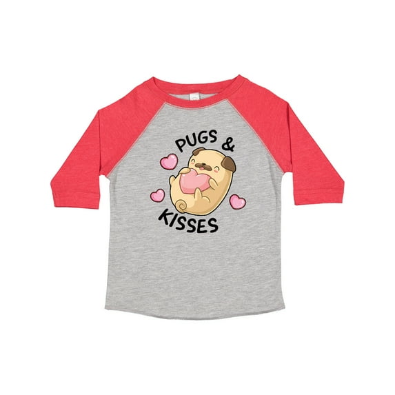 Inktastic Valentines Day Pugs & Kisses with Hearts Boys or Girls Toddler T-Shirt