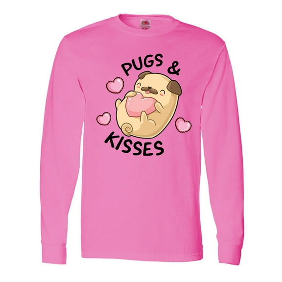 Inktastic Valentines Day Pugs & Kisses with Hearts Long Sleeve T-Shirt