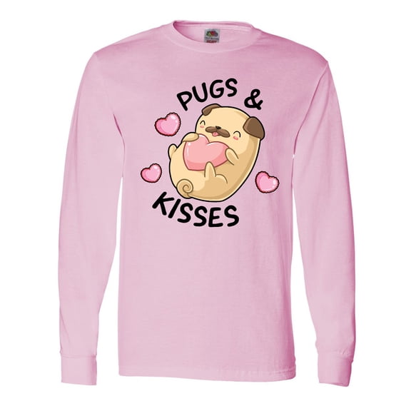 Inktastic Valentines Day Pugs & Kisses with Hearts Long Sleeve T-Shirt