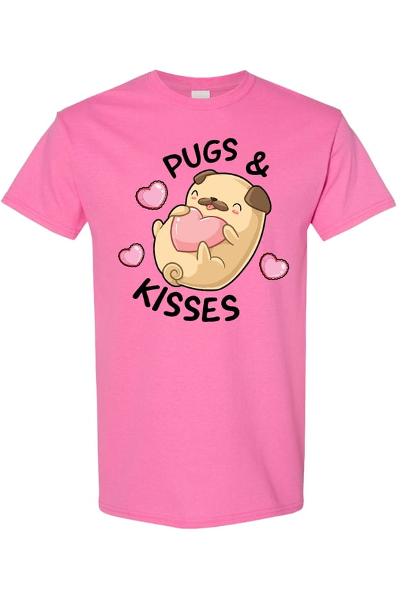 Valentines Day Pugs & Kisses with Hearts T-Shirt
