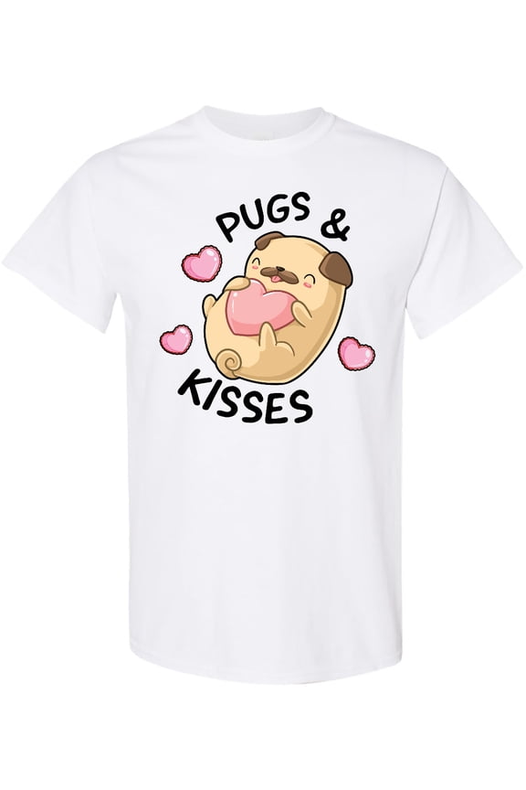 Valentines Day Pugs & Kisses with Hearts T-Shirt