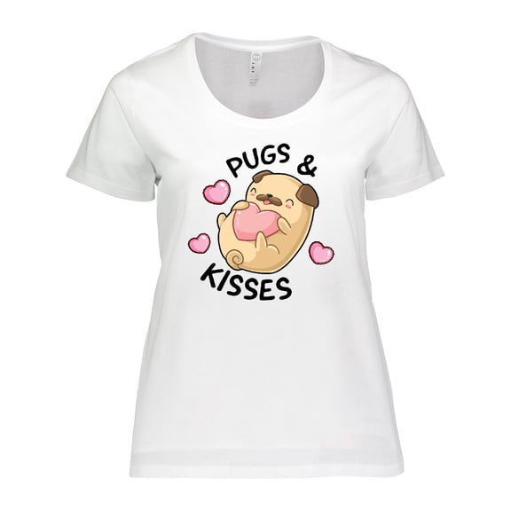 Inktastic Valentines Day Pugs & Kisses with Hearts Women's Plus Size T-Shirt