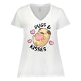 thumbnail image 1 of Inktastic Valentines Day Pugs & Kisses with Hearts Women's Plus Size V-Neck T-Shirt, 1 of 5