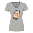 thumbnail image 1 of Inktastic Valentines Day Pugs & Kisses with Hearts Women's V-Neck T-Shirt, 1 of 5