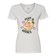 thumbnail image 1 of Inktastic Valentines Day Pugs & Kisses with Hearts Women's V-Neck T-Shirt, 1 of 5