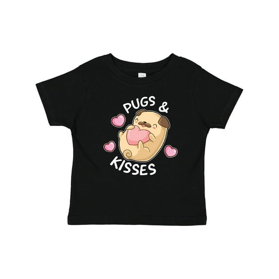 Inktastic Valentines Day Pugs and Kisses with Pink Hearts Boys or Girls Baby T-Shirt