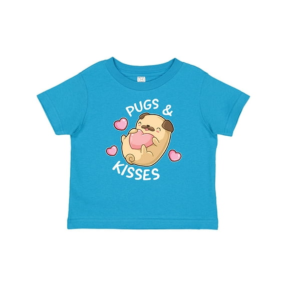 Inktastic Valentines Day Pugs and Kisses with Pink Hearts Boys or Girls Baby T-Shirt