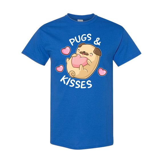 Inktastic Valentines Day Pugs and Kisses with Pink Hearts T-Shirt