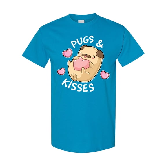 Inktastic Valentines Day Pugs and Kisses with Pink Hearts T-Shirt