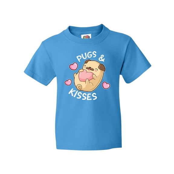 Inktastic Valentines Day Pugs and Kisses with Pink Hearts Youth T-Shirt