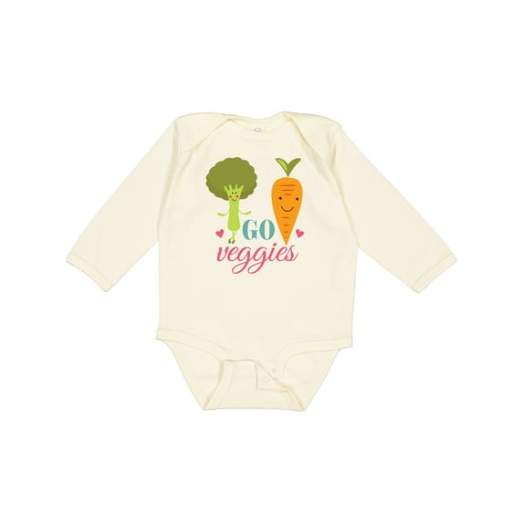 Inktastic Vegan Go Veggies Vegetarian Boys or Girls Long Sleeve Baby Bodysuit