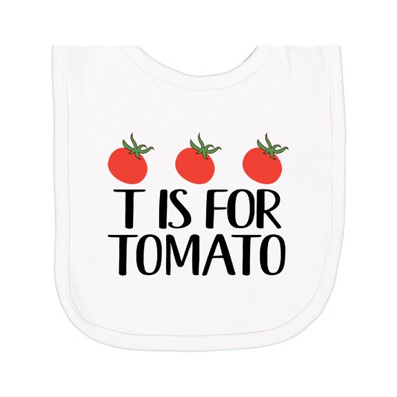 Inktastic Vegetable Fruit Quote T is for Tomato Newborn Bib