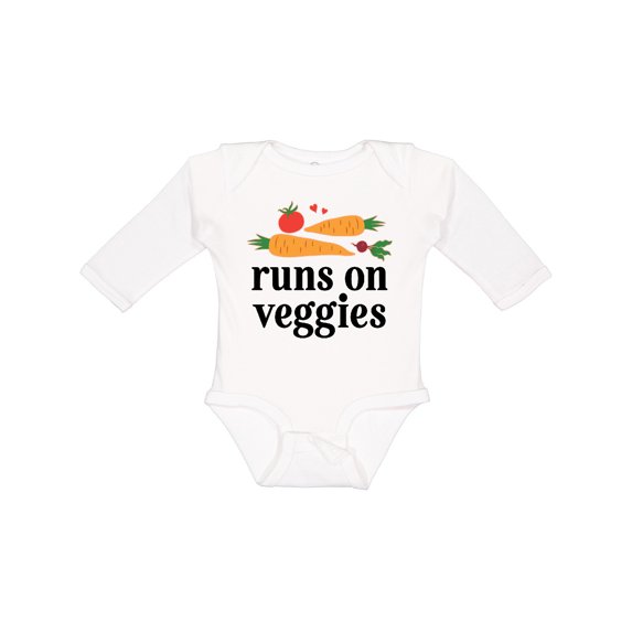 Inktastic Vegetarian Runs On Veggies Boys or Girls Long Sleeve Baby Bodysuit