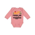 thumbnail image 1 of Inktastic Vegetarian Runs On Veggies Boys or Girls Long Sleeve Baby Bodysuit, 1 of 5