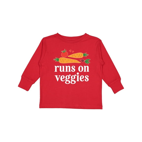 Inktastic Vegetarian Runs On Veggies Boys or Girls Long Sleeve Toddler T-Shirt