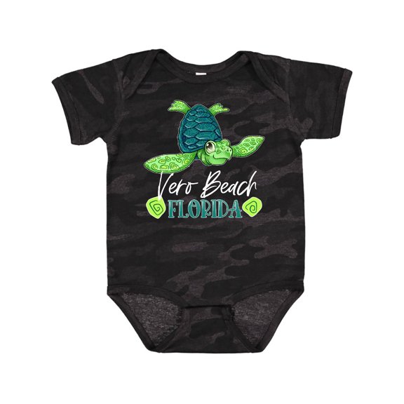 Inktastic Vero Beach, Florida Happy Sea Turtle Boys or Girls Baby Bodysuit