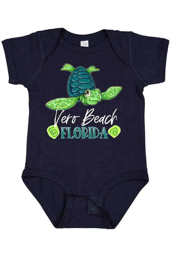 Vero Beach, Florida Happy Sea Turtle Boys or Girls Baby Bodysuit