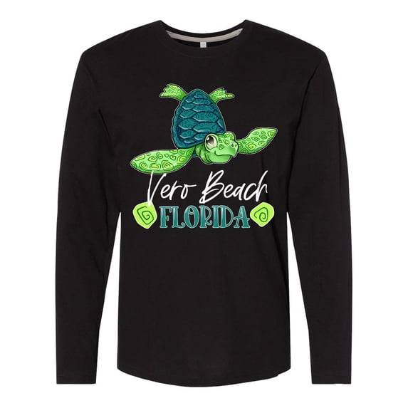 Inktastic Vero Beach, Florida Happy Sea Turtle Long Sleeve T-Shirt