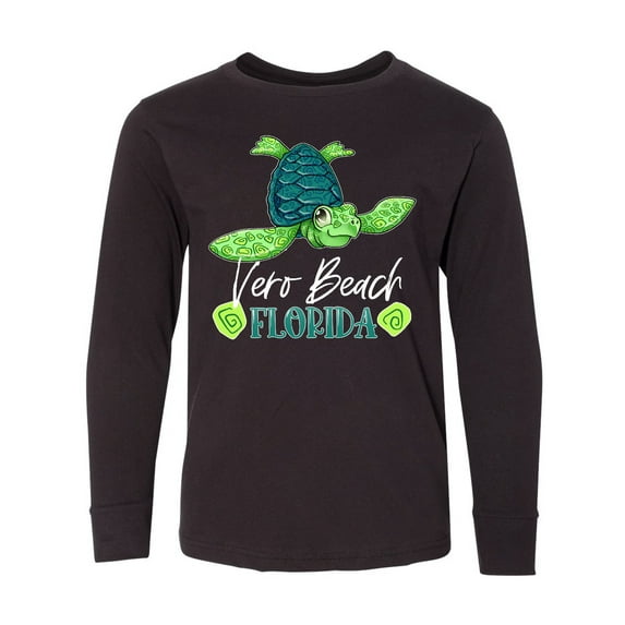 Inktastic Vero Beach, Florida Happy Sea Turtle Long Sleeve Youth T-Shirt