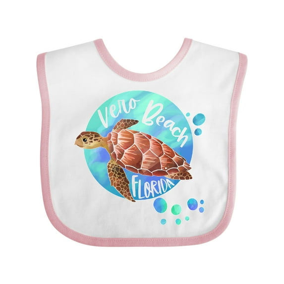 Inktastic Vero Beach, Florida Swimming Sea Turtle with Bubbles Boys or Girls Baby Bib