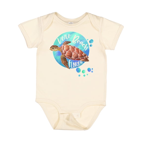 Inktastic Vero Beach, Florida Swimming Sea Turtle with Bubbles Boys or Girls Baby Bodysuit