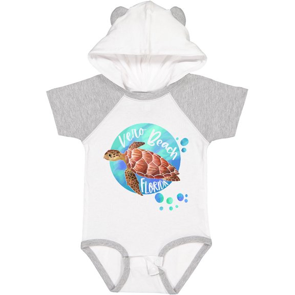 Inktastic Vero Beach, Florida Swimming Sea Turtle with Bubbles Boys or Girls Baby Bodysuit