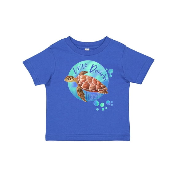Inktastic Vero Beach, Florida Swimming Sea Turtle with Bubbles Boys or Girls Baby T-Shirt