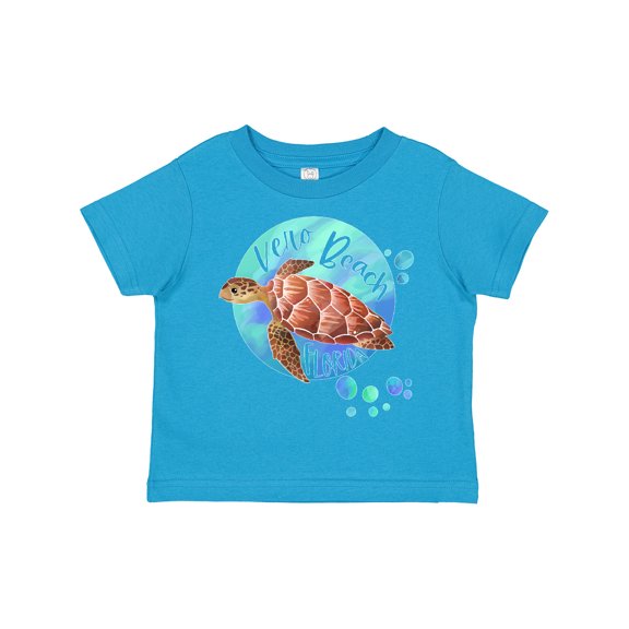Inktastic Vero Beach, Florida Swimming Sea Turtle with Bubbles Boys or Girls Toddler T-Shirt