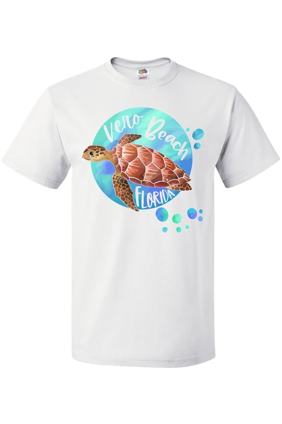 Vero Beach, Florida Swimming Sea Turtle with Bubbles T-Shirt