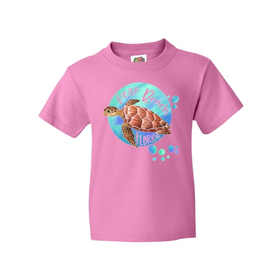 Inktastic Vero Beach, Florida Swimming Sea Turtle with Bubbles Youth T-Shirt