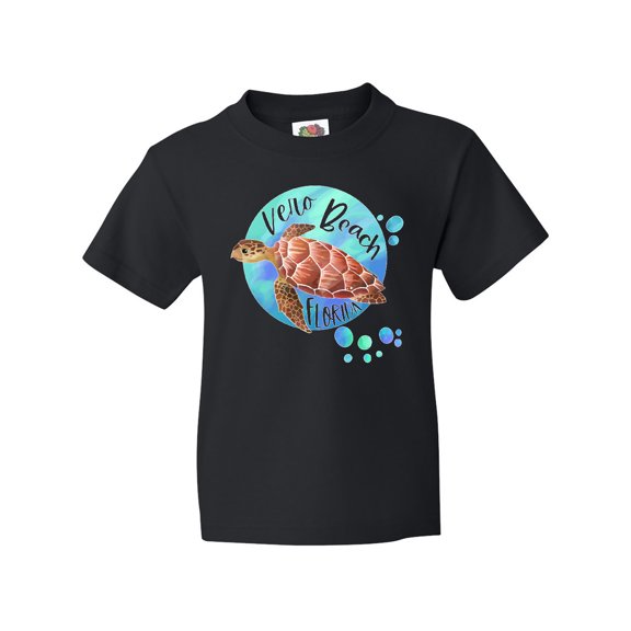 Inktastic Vero Beach, Florida Swimming Sea Turtle with Bubbles Youth T-Shirt