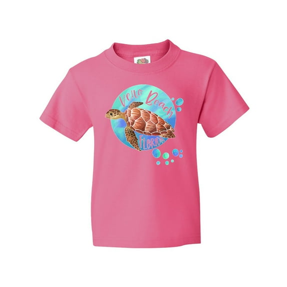 Inktastic Vero Beach, Florida Swimming Sea Turtle with Bubbles Youth T-Shirt