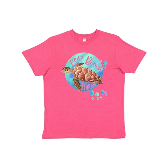 Inktastic Vero Beach, Florida Swimming Sea Turtle with Bubbles Youth T-Shirt
