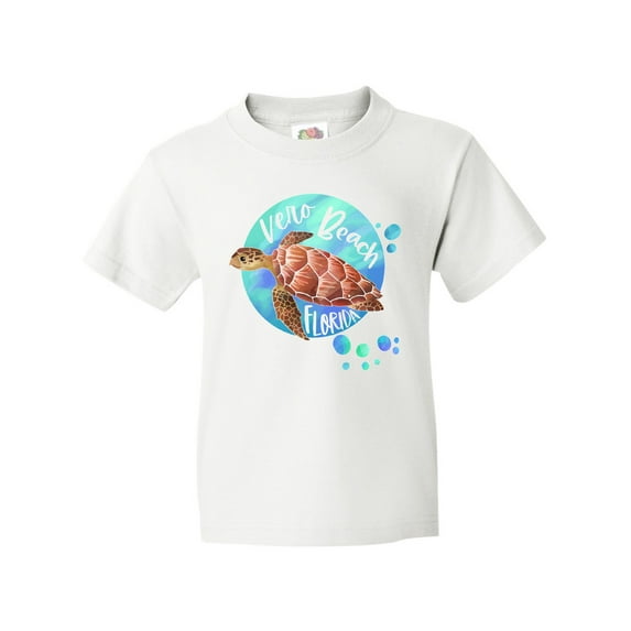 Inktastic Vero Beach, Florida Swimming Sea Turtle with Bubbles Youth T-Shirt