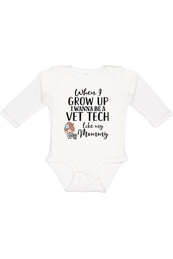 Vet Tech Mom Veterinary Technician Girls Long Sleeve Baby Bodysuit