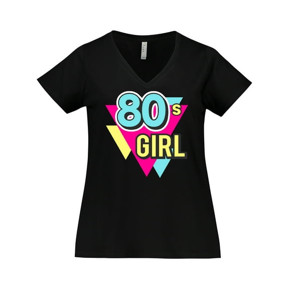 Inktastic Vibrant Colors 80s Girl Women's Plus Size V-Neck T-Shirt