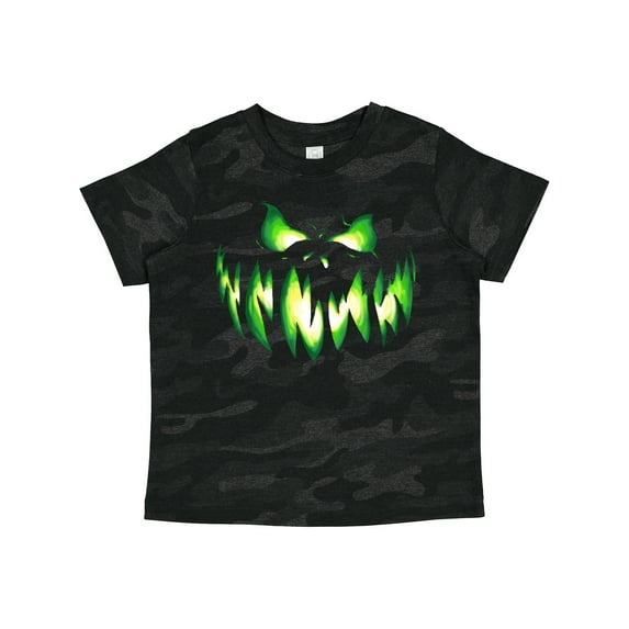 Inktastic Viciously Grinning Pumpkin Face in Lime Green Glow Boys or Girls Toddler T-Shirt