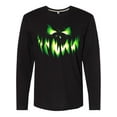 thumbnail image 1 of Inktastic Viciously Grinning Pumpkin Face in Lime Green Glow Long Sleeve T-Shirt, 1 of 5