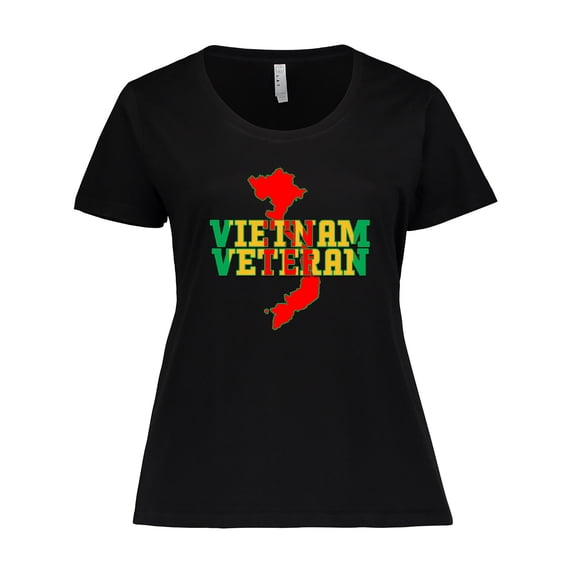 Inktastic Vietnam Veteran in Green Gold and Red Women's Plus Size T-Shirt